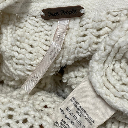 Free People Belong To You Womens Ivory White Long Sleeve Open Knit Sweater Top M