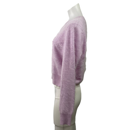 J.Crew Cashmere Women's Purple Lilac Long Sleeve Crop Knit Sweater Top Size M