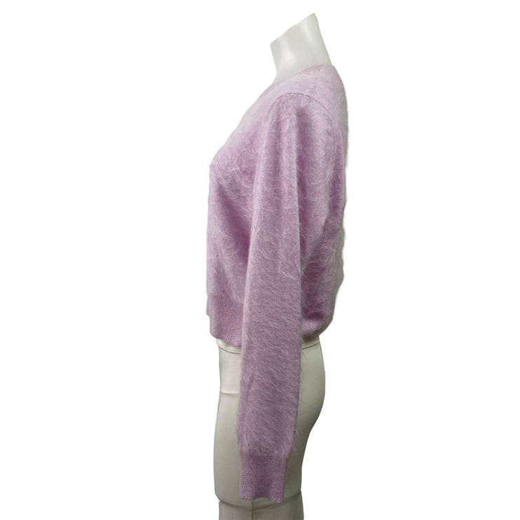 J.Crew Cashmere Women's Purple Lilac Long Sleeve Crop Knit Sweater Top Size M