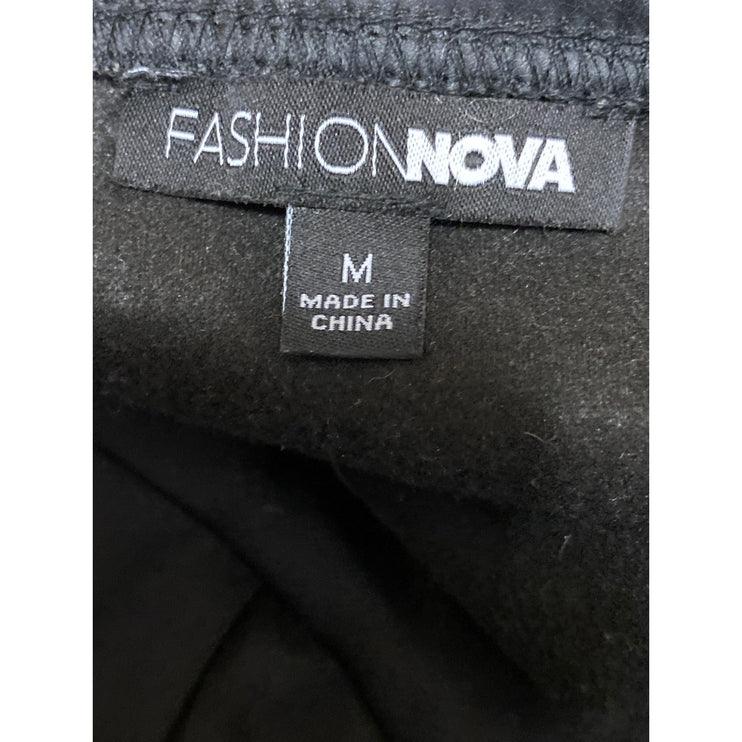 Fashion Nova Nemy Women's Black Faux Vegan Leather Corset Crop Halter Tank Top M