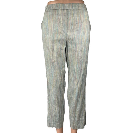 Theory Treeca Multicolor Linen Striped Mid Rise Straight Leg Trousers Pants 10