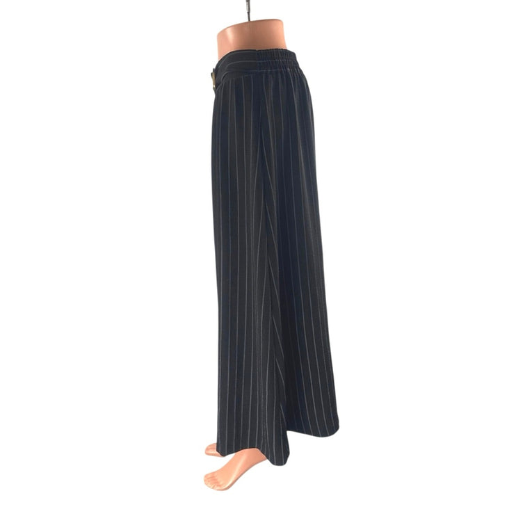 NYCC Women's Black Striped High Waisted Ring Straight Full Midi Skirt Size S