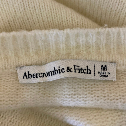 Abercrombie & Fitch Women's Cream White Wool Knit Long Sleeve Sweater Top Size M