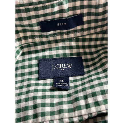 J.Crew Men's Green Slim Gingham Check Long Sleeve Button Down Shirt Top Size XL