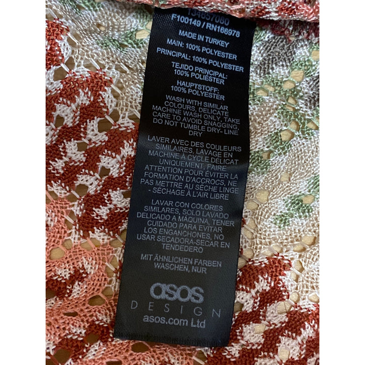 Asos Design Multicolor Crochet Striped Short Sleeve Boxy Fit Crop T-Shirt Top M