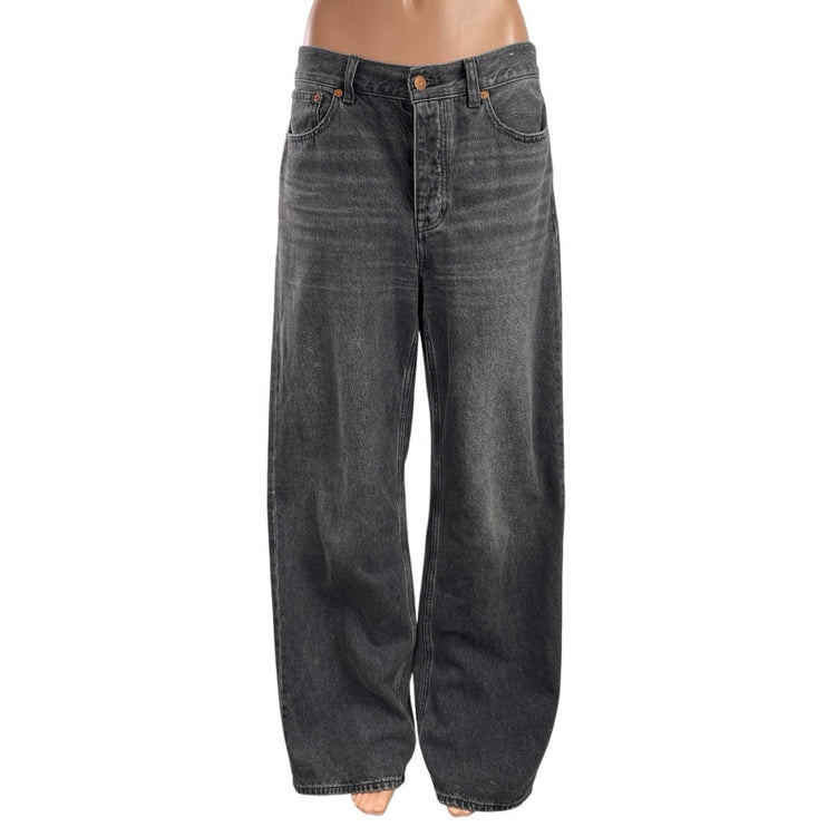 Madewell Women's Black High Waisted Palazzo Wide Leg Denim Jeans Pants Size 26