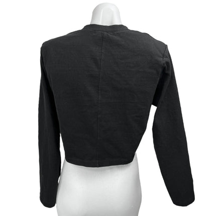 Frankie Shop Black Long Sleeve Crew Neck Tie T Shirt Tee Sweatshirt Crop Top S