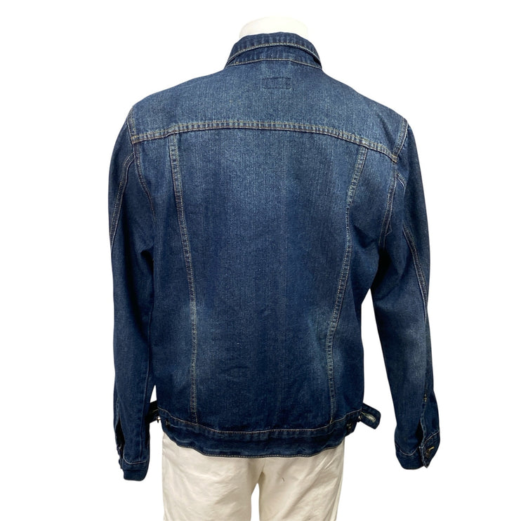 Carbon Men's Blue Long Sleeve Button Down Trucker Denim Jean Jacket Size XL