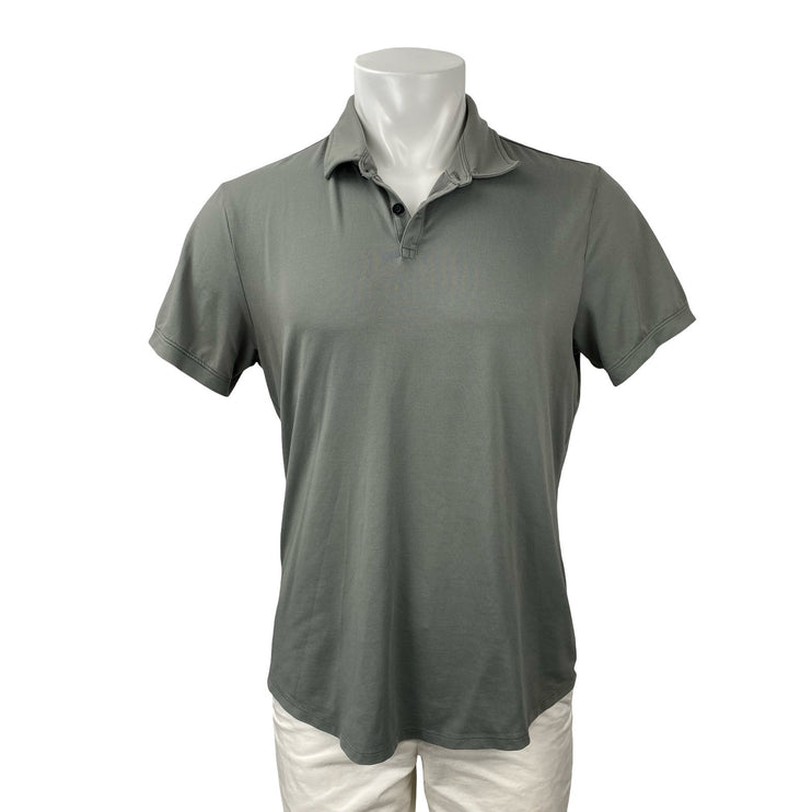 CUTS Men's Gray Curve-Hem Short Sleeve Golf Casual Cotton Polo Shirt Top Size L