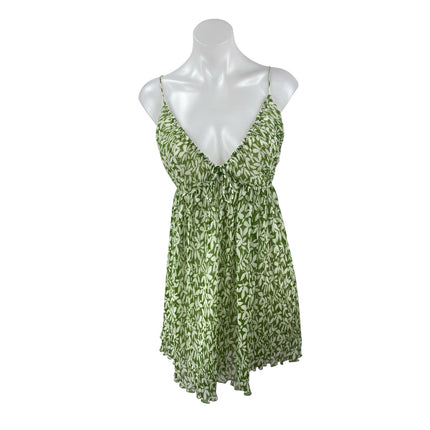 Abercrombie & Fitch Green Floral Sleeveless Mini Cami Tank Flare A-Line Dress L