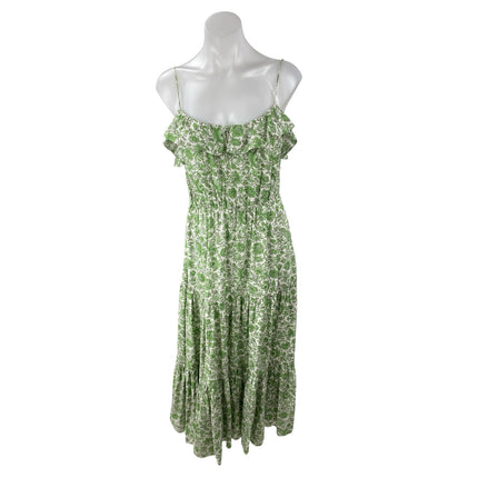 J.Crew Women's Green Floral Ruffle Sleeveless Cami Tank A Line Maxi Dress Size S