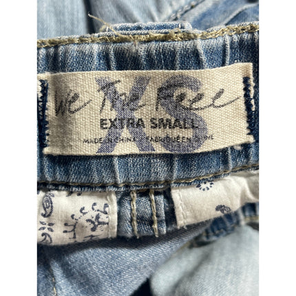 Free People Women's Distressed High Rise Wide Leg Cargo Denim Jeans Pants Sz XS
