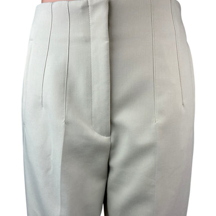 Zara Women's White High Waisted Pleated Ankle Straight Trouser Dress Pants Sz M