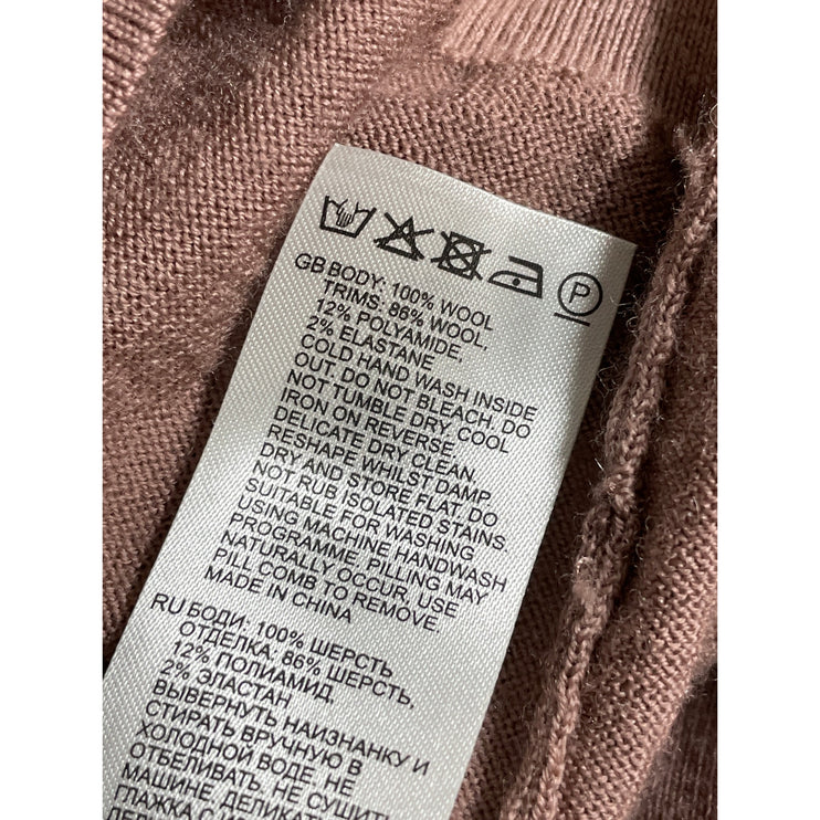 Reiss Men's Brown 100% Wool 1/4 Zip Long Sleeve Knit Sweatshirt Sweater Top Sz S