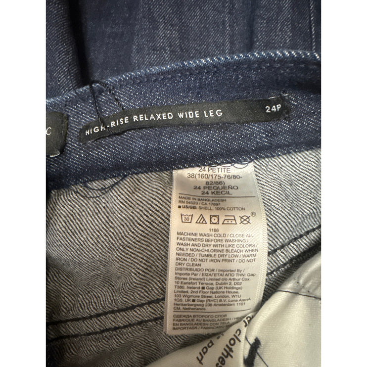 Banana Republic Womens Navy Blue High Rise Wide Leg Baggy Trousers Pants Size 24