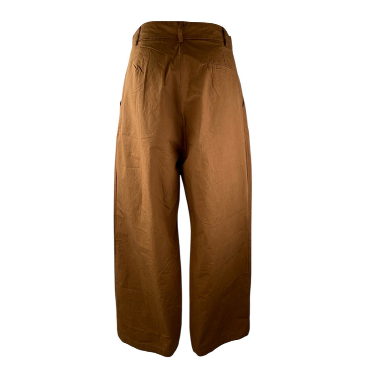ARCAA Movement Women's Brown High Rise Barrel Baggy Wide Leg Trousers Pants Sz M