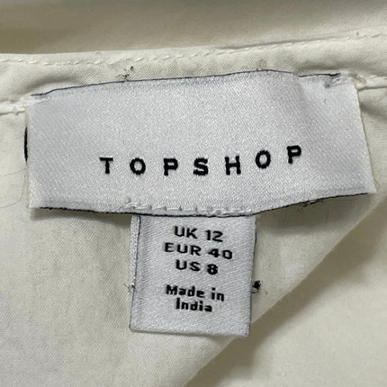 Topshop White Ivory Sleeveless Deep V Neck Ruffle Fit & Flare Maxi Dress Size 8