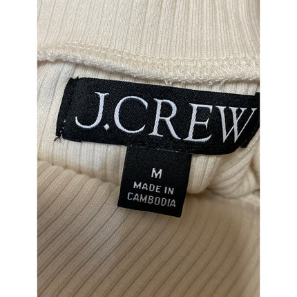 J.Crew Womens Cream Rib Knit Gold Button Turtleneck Long Sleeve Sweater Top Sz M