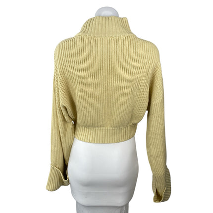 WeWoreWhat Women's Cream Yellow Ribbed Knit Turtleneck Cropped Sweater Size XS