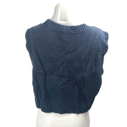 Eloquii Women's Blue Wool Knit Sleeveless Crewneck Crop Tank Vest Top Size 14