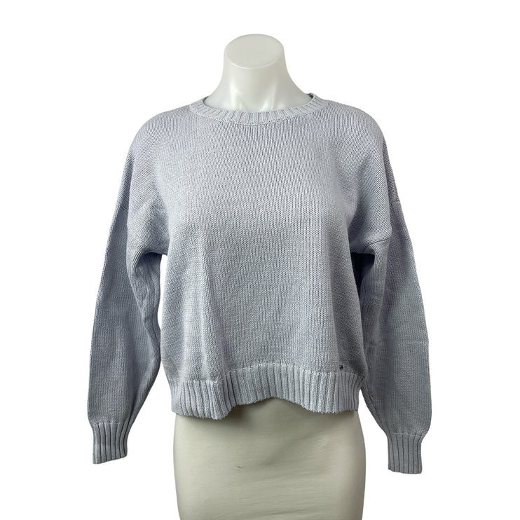 Hollister Women's Gray Crew Neck Long Sleeve Crop Sweatshirt Sweater Top Size S