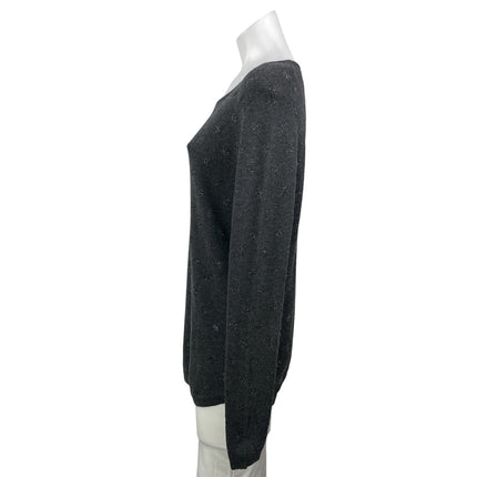 MANGO Basics Black Gray Long Sleeve Knit Subtle Pullover Sweater Top Size M