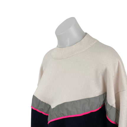 Zara Knit Color Block Chevron Women's Crew Neck Long Sleeve Sweater Top M