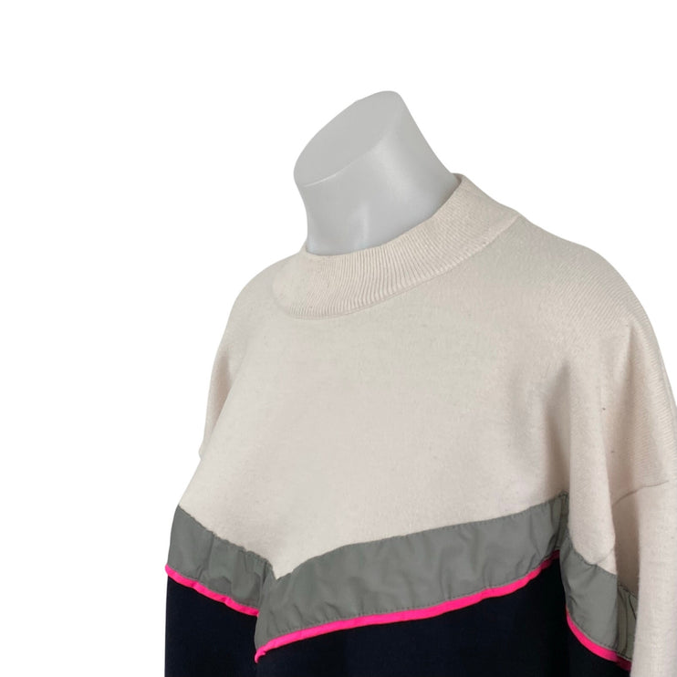 Zara Knit Color Block Chevron Women's Crew Neck Long Sleeve Sweater Top M