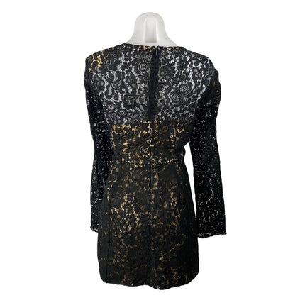 NEW Showpo Ness Women's Black Floral Lace Long Sleeve Mini Flare A-Line Dress 12
