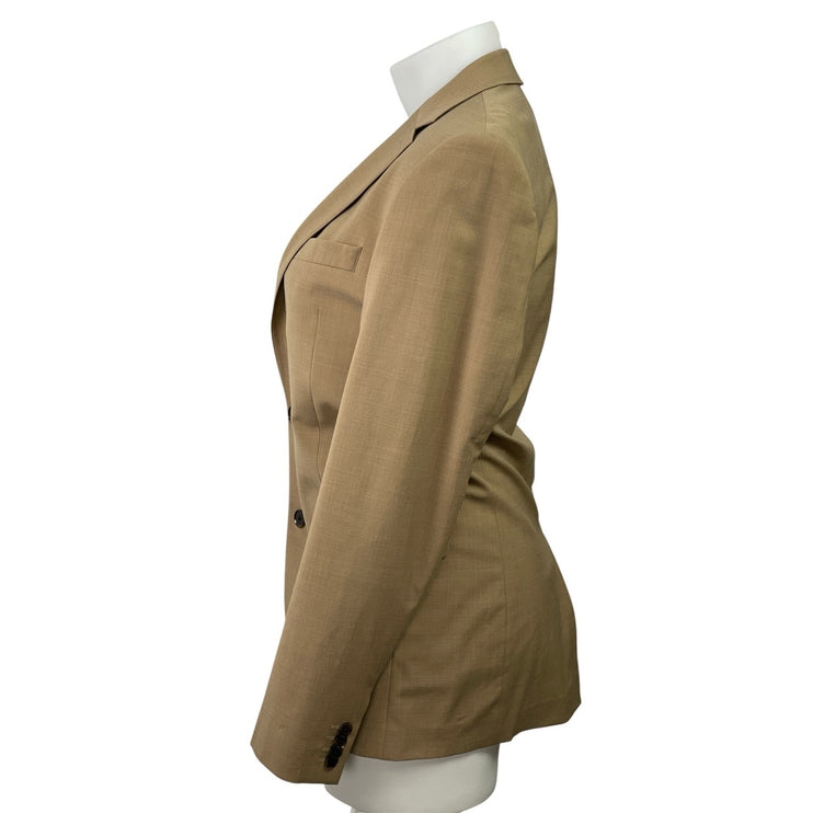 Express Women's Tan Long Sleeve Notch Lapel Pocket Blazer Coat Suit Jacket 39L