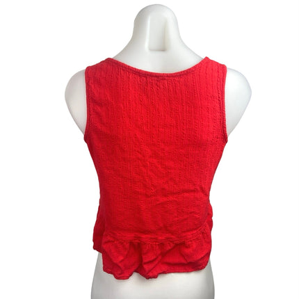 American Eagle Red V Neck Sleeveless Twist Front Cropped Tank Top Size XS