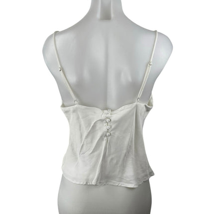 Zara Womens White Sleeveless Cowl Neck Adjustable Cami Camisole Tank Top Size L