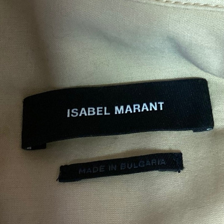 Isabel Marant Fanao Yellow Gold Corduroy Velvet Long Sleeve Button Up Shirt Top