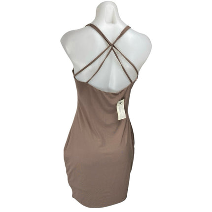 NEW Dance & Marvel Tan Beige Sleeveless Strappy Cami Tank Mini Bodycon Dress L