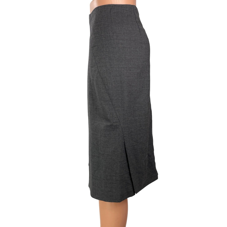 J. Crew Women's Gray Wool High Waisted Slit Knee Length Straight Pencil Skirt 10