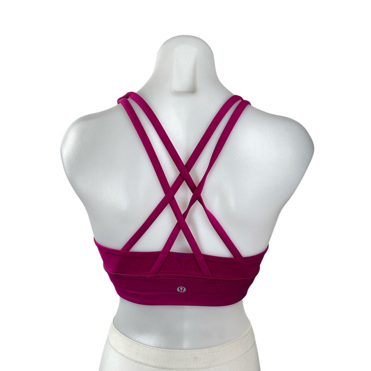 Lululemon Women's Pink Strappy Cross Yoga Athletic Sports Bra Crop Top Size 4