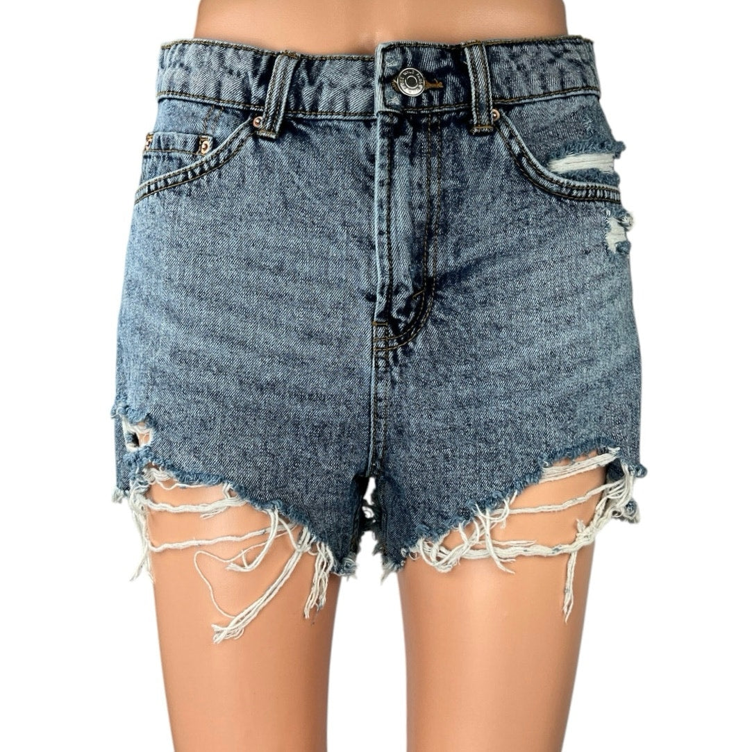 Wild Fable Women's Blue Distressed High Waisted Cut Off Denim Jean