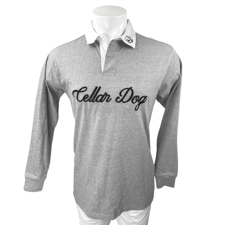 Ascolour Cellar Drop Mens Gray Embroidered Long Sleeve Colla Polo Sweater Top OS