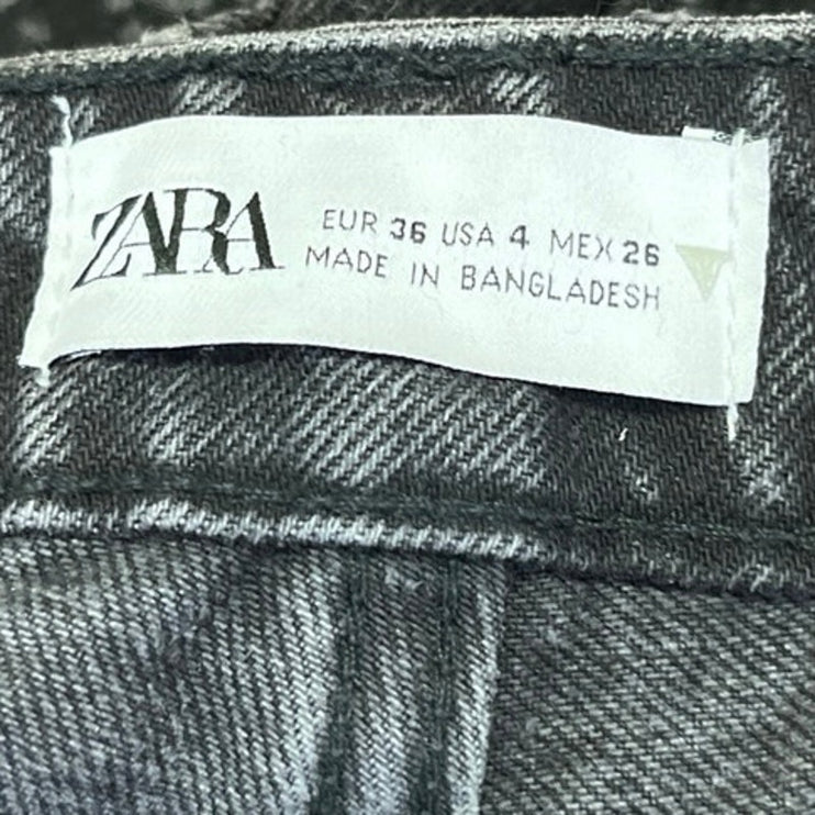 Zara Women's Black High Waisted Casual Straight Cropped Denim Jeans Size 4