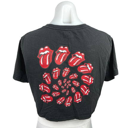 The Rolling Stones Black Red Graphic Crew Rock Band Crop T Shirt Tee Top Size S