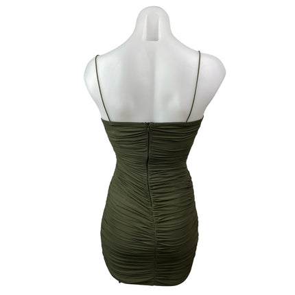 Princess Polly Tara Women's Green Ruched Sleeveless Mini Cami Bodycon Dress Sz 4