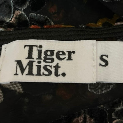 Tiger Mist Black Paisley Floral Sheer Velvet Velour Long Sleeve Crop Top Size S