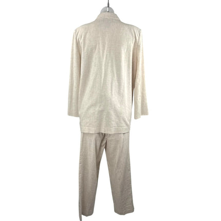 Sag Harbor Beige Linen Blazer Coat Jacket Trousers Pants 2-Piece Suit Set 12/14P