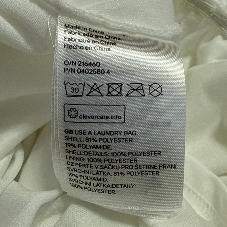 H&M White 3D Floral 3/4 Sleeve Embroidered Mesh Bridal Romper Shorts Size 2