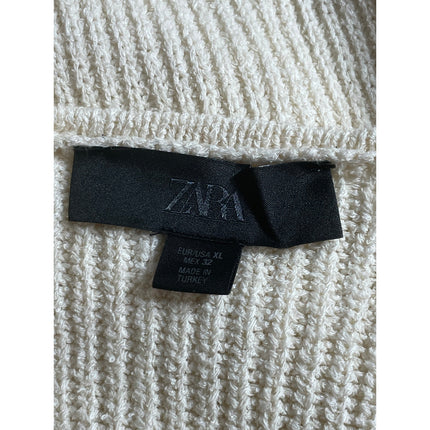 Zara Women's Cream V Neck Sleeveless Button Down Cardigan Sweater Vest Top Sz XL