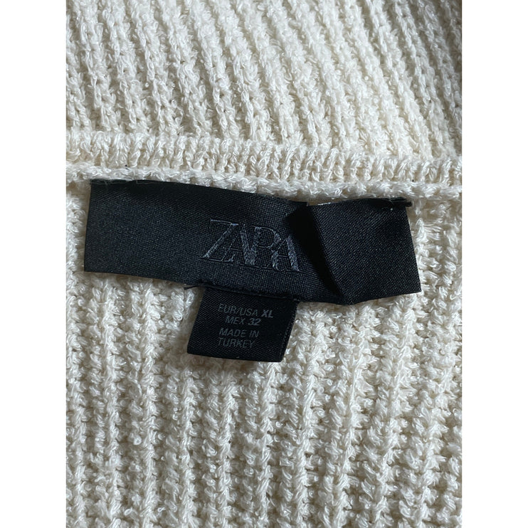 Zara Women's Cream V Neck Sleeveless Button Down Cardigan Sweater Vest Top Sz XL