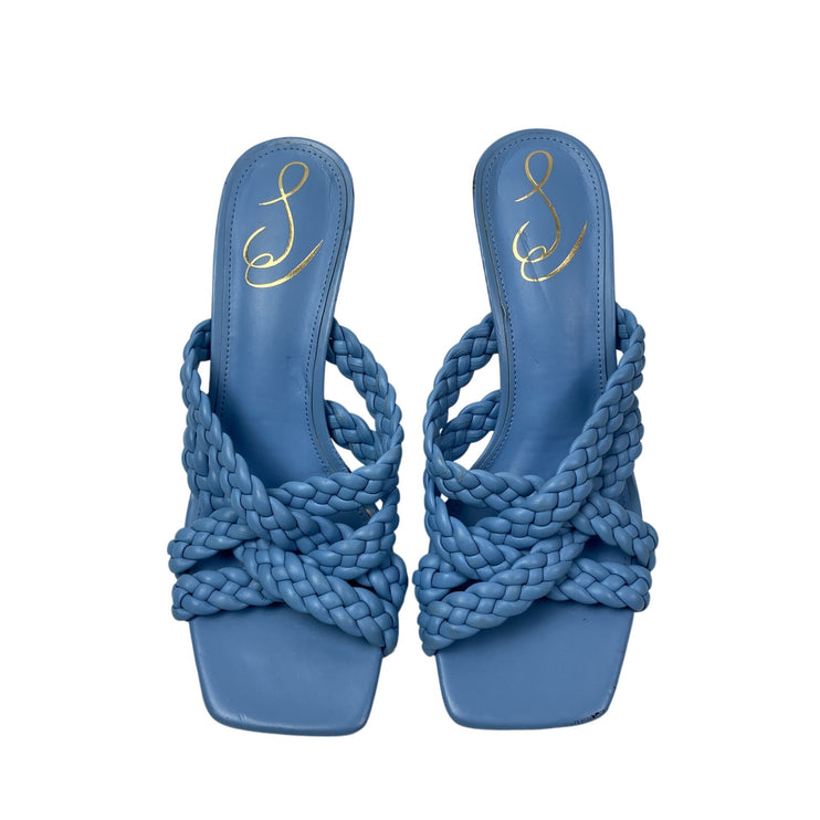 Sam Edelman Marjorie Women's Blue Braided Square Toe Stiletto Heel Sandals 7