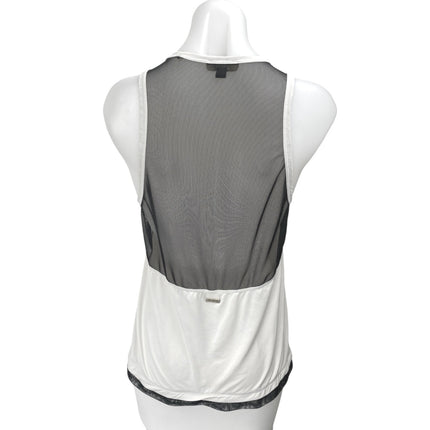 Alala White Black Mesh Sheer Back Sleeveless Workout Athletic Tank Top Size M