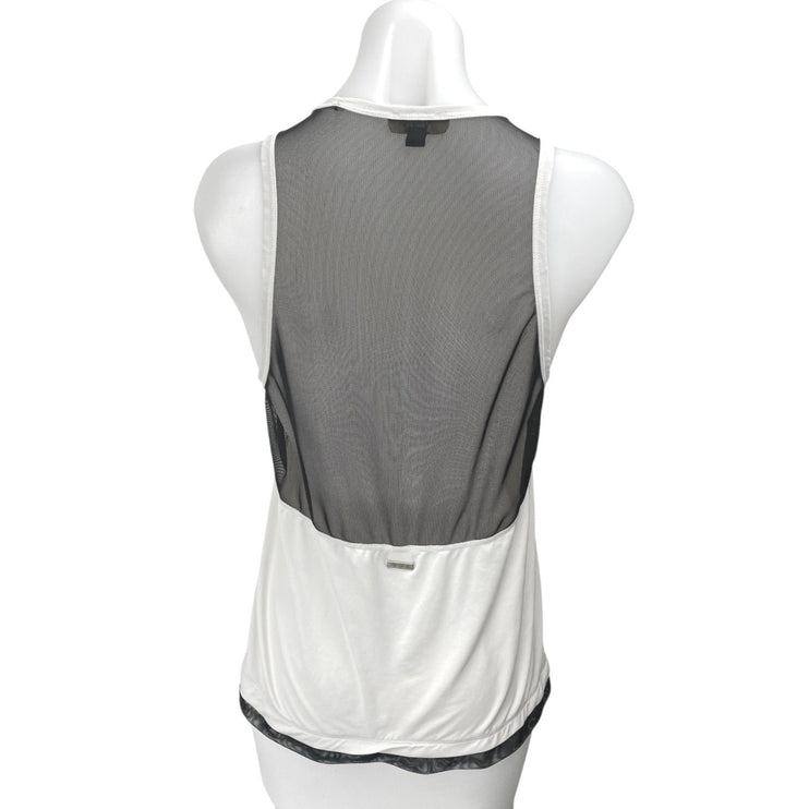 Alala White Black Mesh Sheer Back Sleeveless Workout Athletic Tank Top Size M