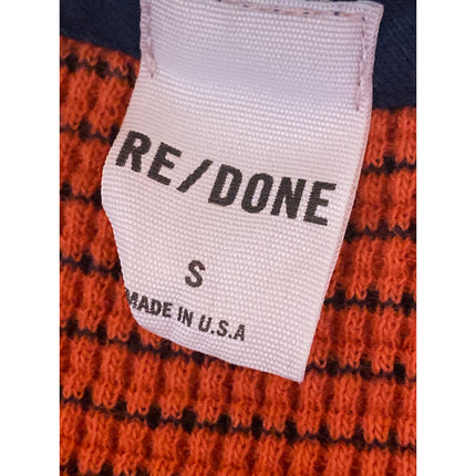 Re/Done Women's Red Ribbed Knit Striped Crewneck Long Sleeve Sweater Top Size S